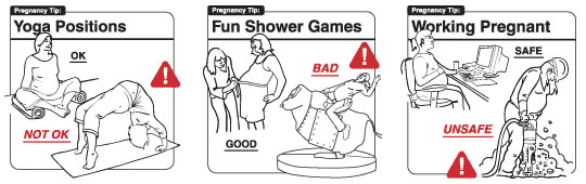 Instrucciones: “Yoga Positions” & “Fun Shower Games” & “Working Pregnant”